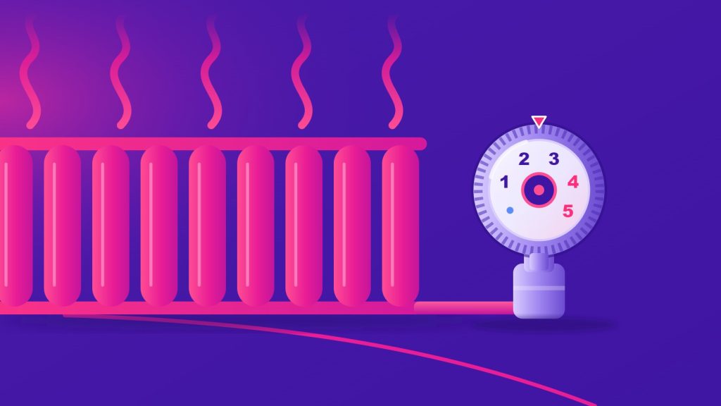 Pink radiator with a thermostatic radiator valve dial: thermostatic radiator valves Swansea